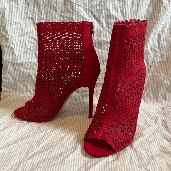 Aldo Shoes Aldo Kuniel Red Peep Toe Heels Size 65 Poshmark